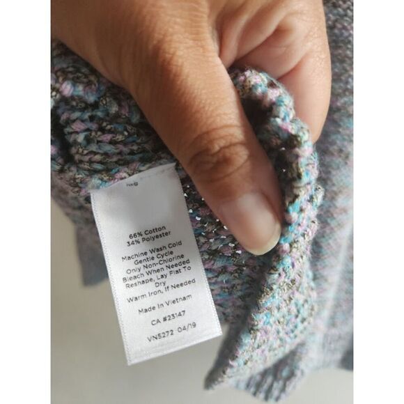 Talbots Women  Blue,Grey, Purple Open Knit/Pointelle Cotton Sweater size 2XP - Picture 9 of 9